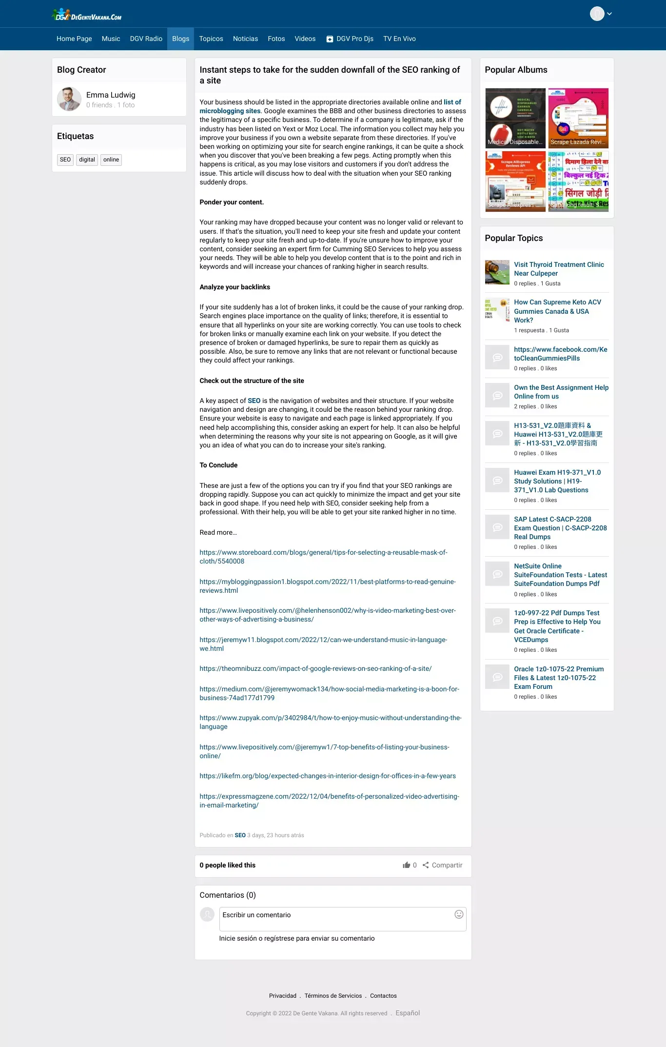 Instant steps to take for the sudden downfall of the SEO ranking of a site | De Gente Vakana - Blog design