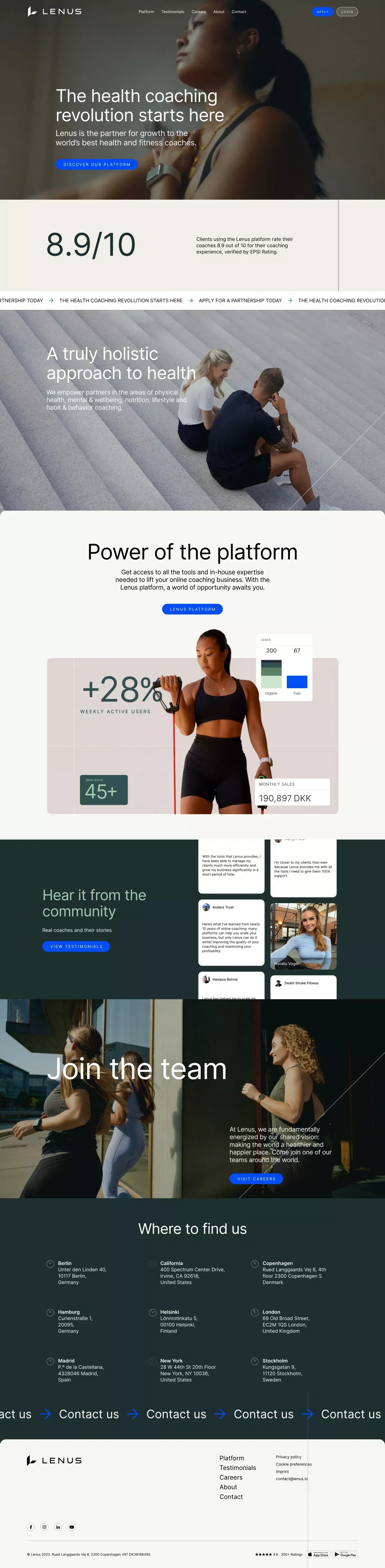 Lenus — The health coaching revolution starts here - Landing design