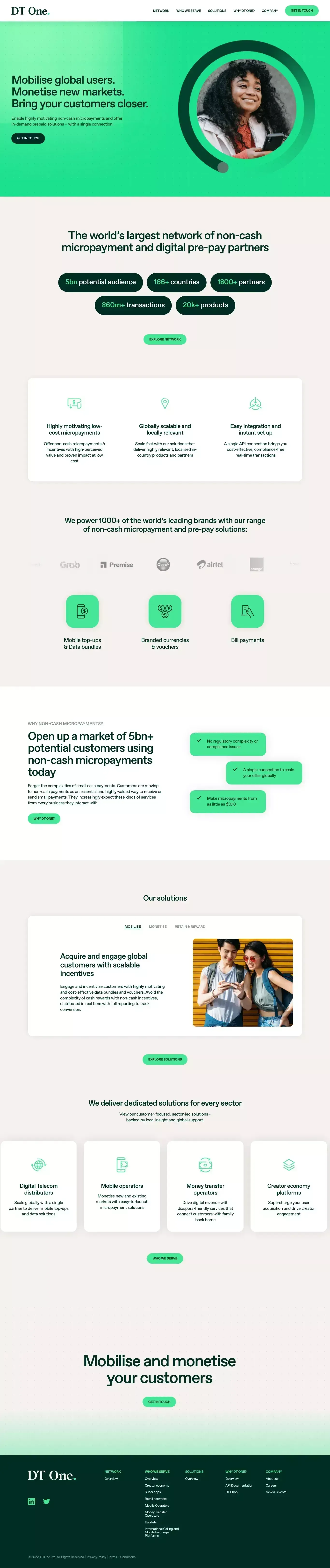 DT One | Smart. Mobitech. Solutions. - Landing design
