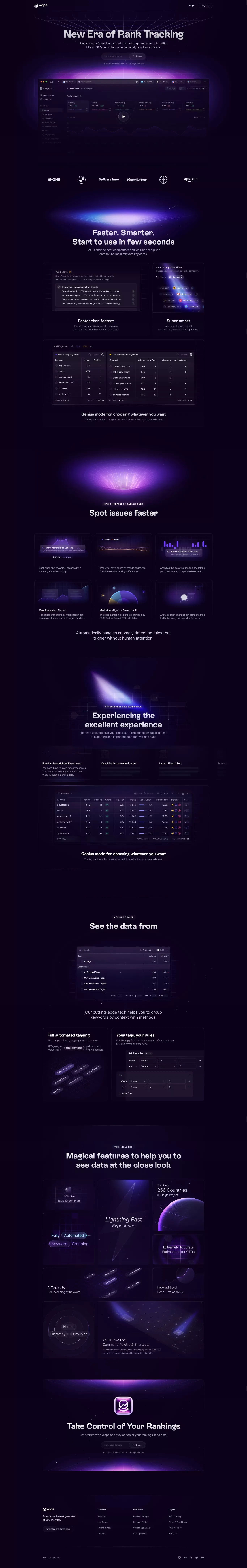 Wope: The New Era Of Rank Tracking - Landing design
