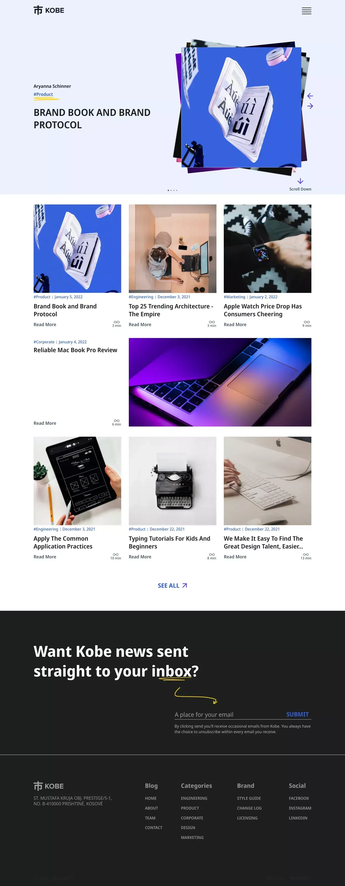 Kobe - Webflow HTML website template - Blog design