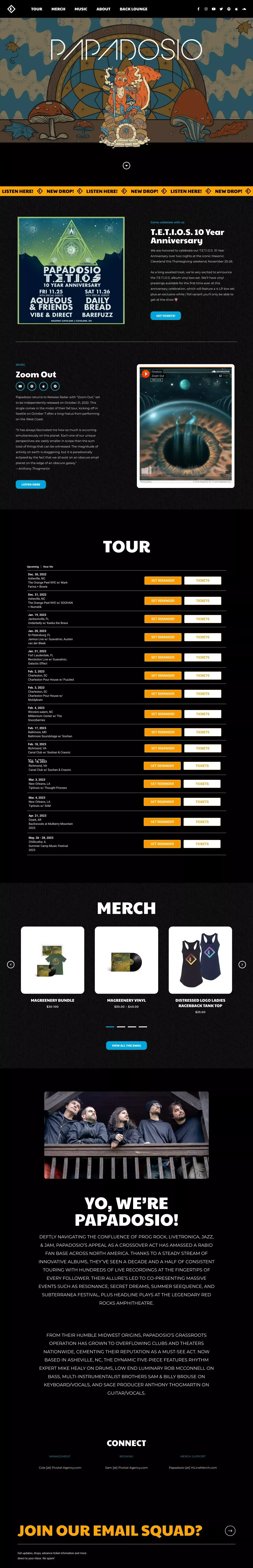 Papadosio - Tour Dates, Merch, and More - Portfolio design