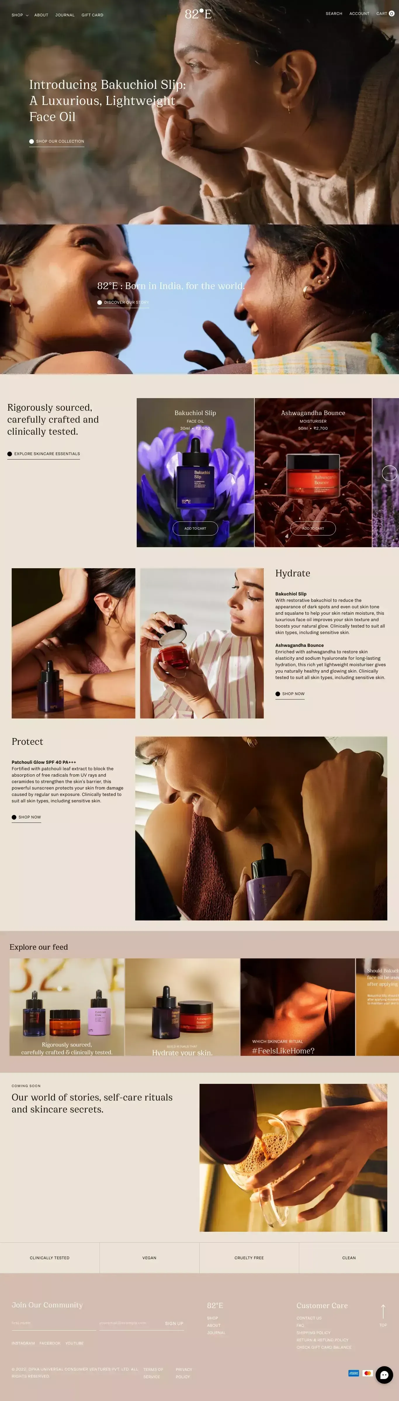 82°E | Modern Indian Self-Care Brand - Ecommerce design