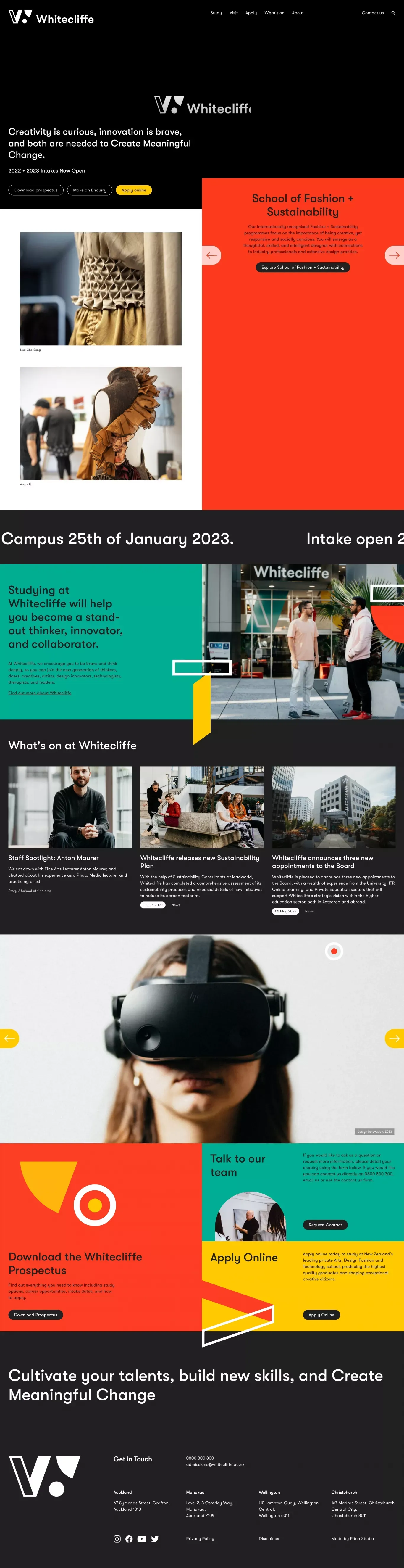 Whitecliffe | Home - Landing design