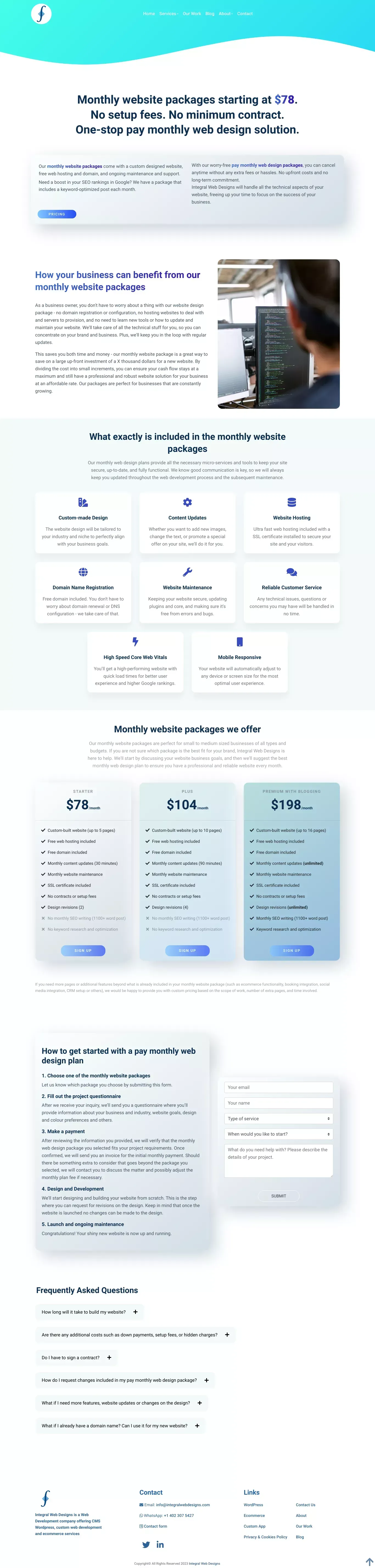 Monthly Website Packages For Pay Monthly Web Design - website design