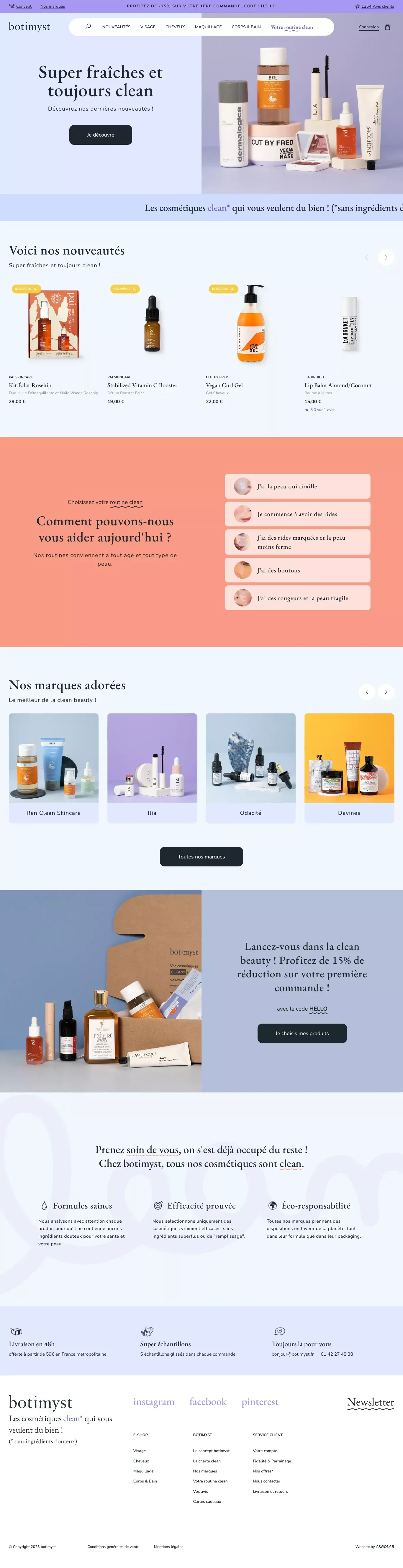 botimyst, le meilleur de la clean beauty - Ecommerce design