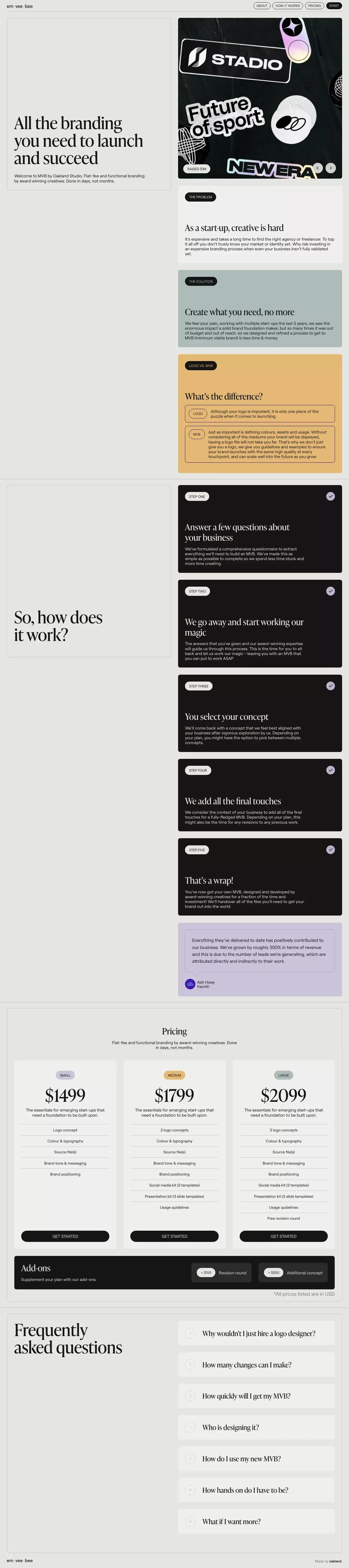 Em vee bee - Landing design