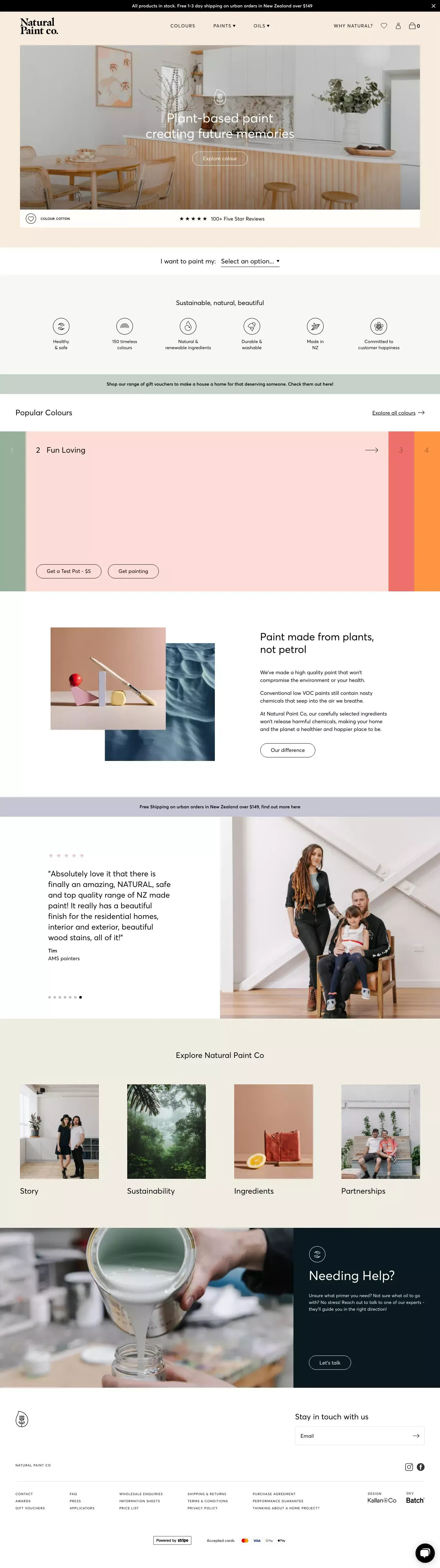 Natural Paint Co. | Plant-based paint and timber oils - Landing design