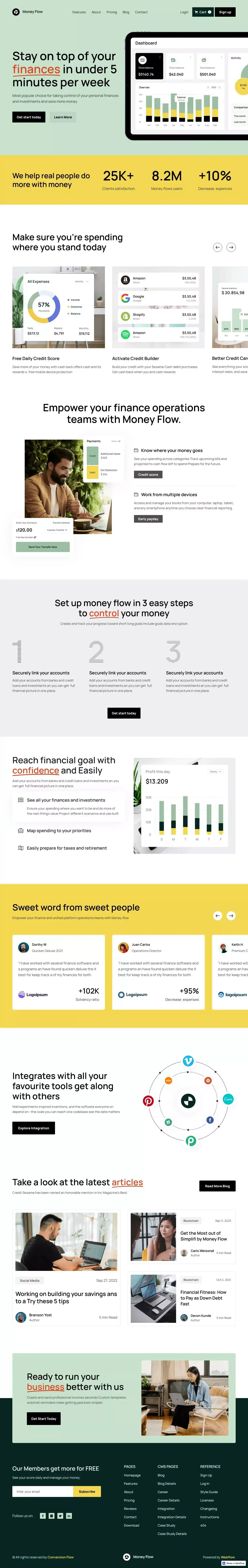 Homepage | Moneyflow - Webflow Ecommerce Website Template - Template design