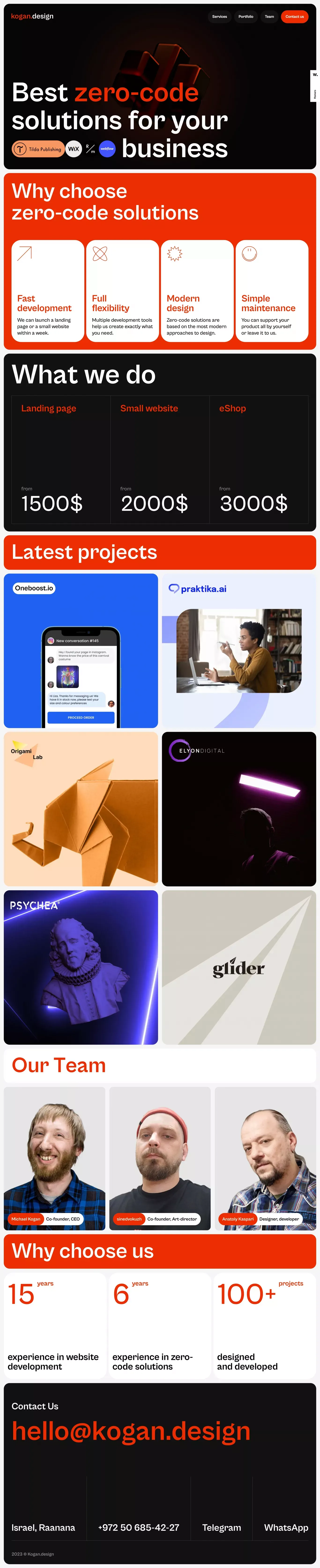kogan.design — Best zero-code agency in Israel - Landing design