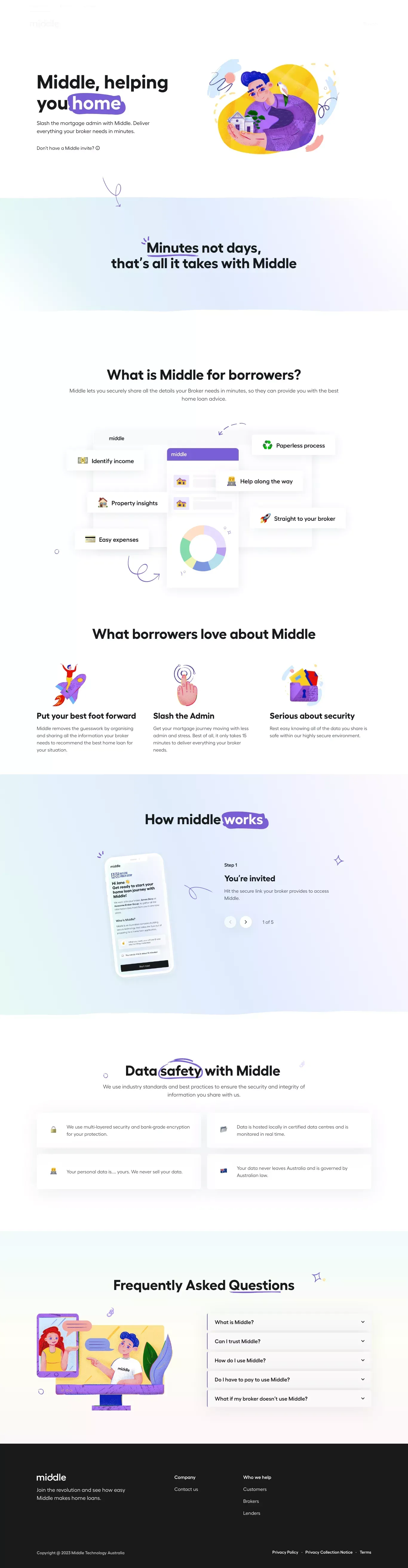 Middle | Helping you home - Landing design