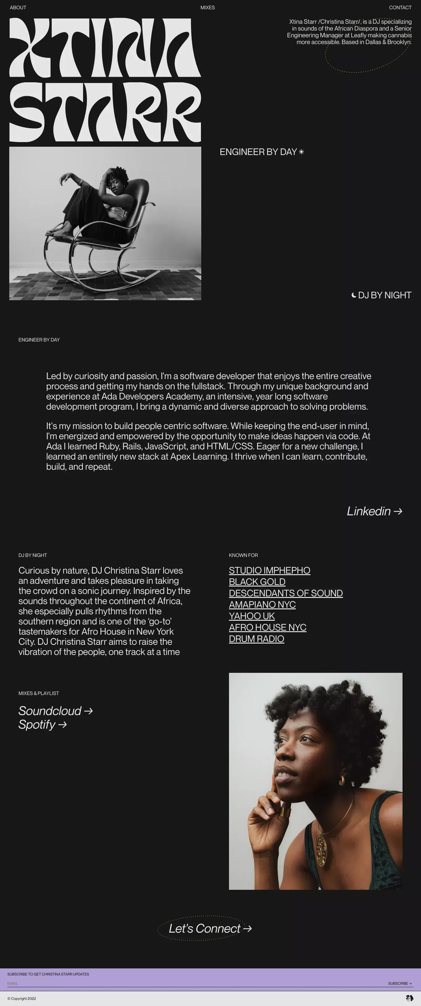 Xtina Starr - Portfolio design