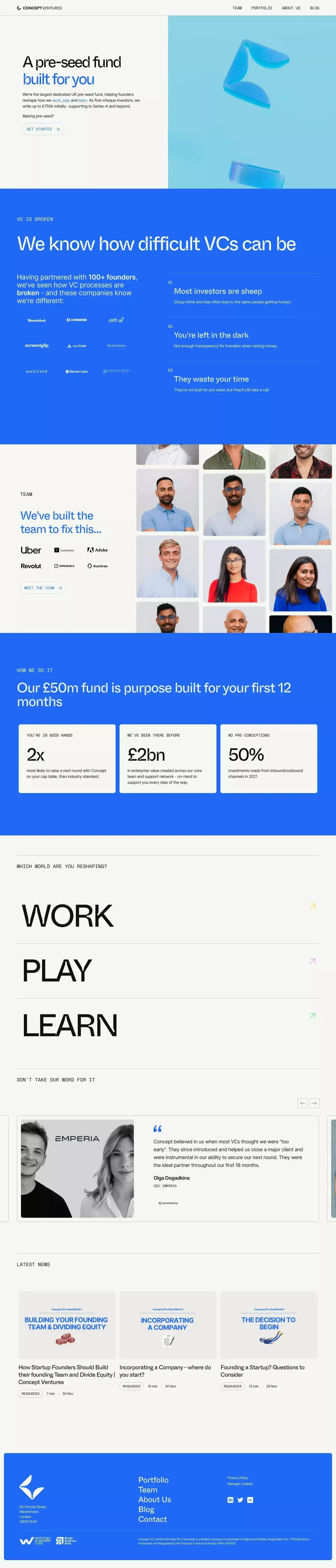 Concept Ventures | The Home of UK Pre-Seed - Landing design