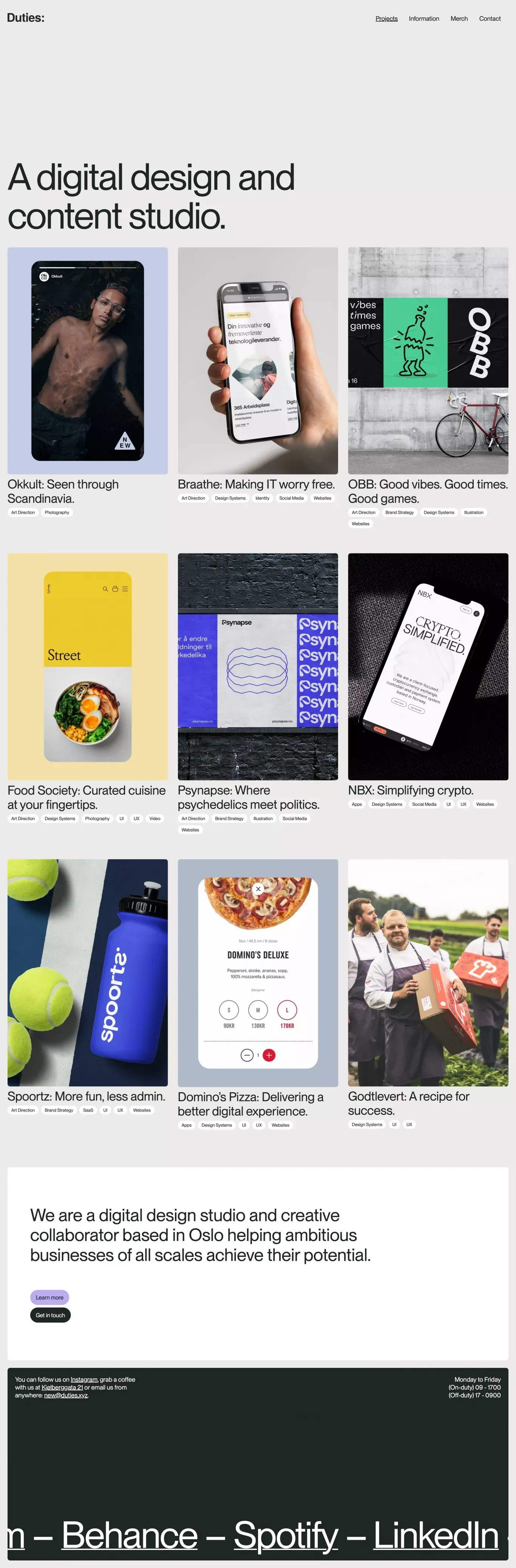 Duties XYZ - Works - Portfolio design