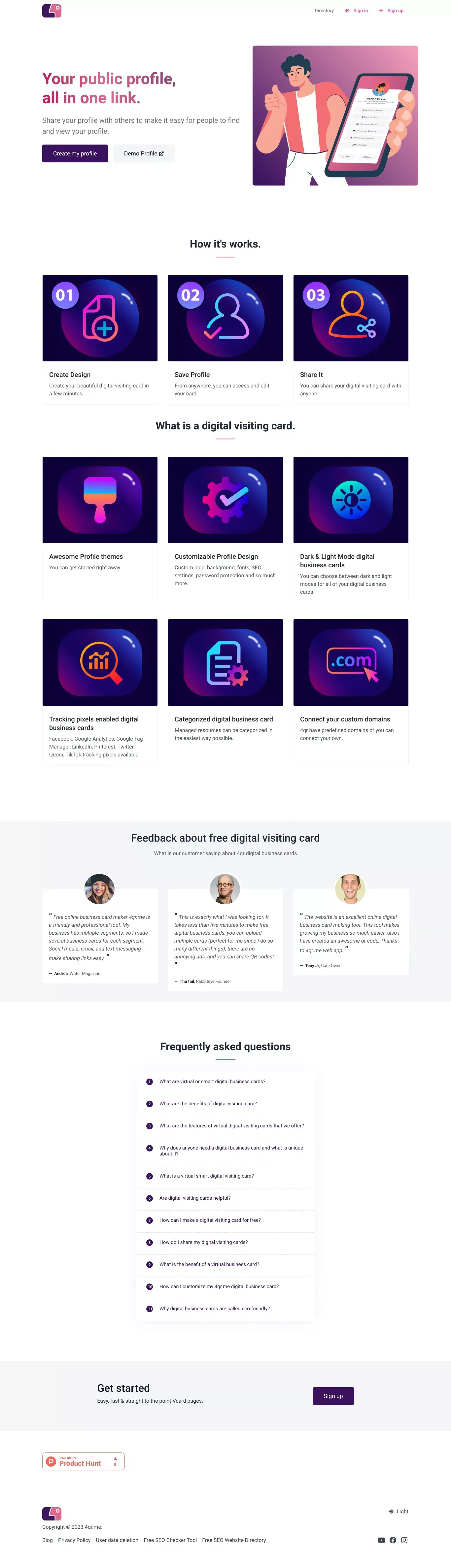 Your public profile, all in one link. - 4qr.me - website design