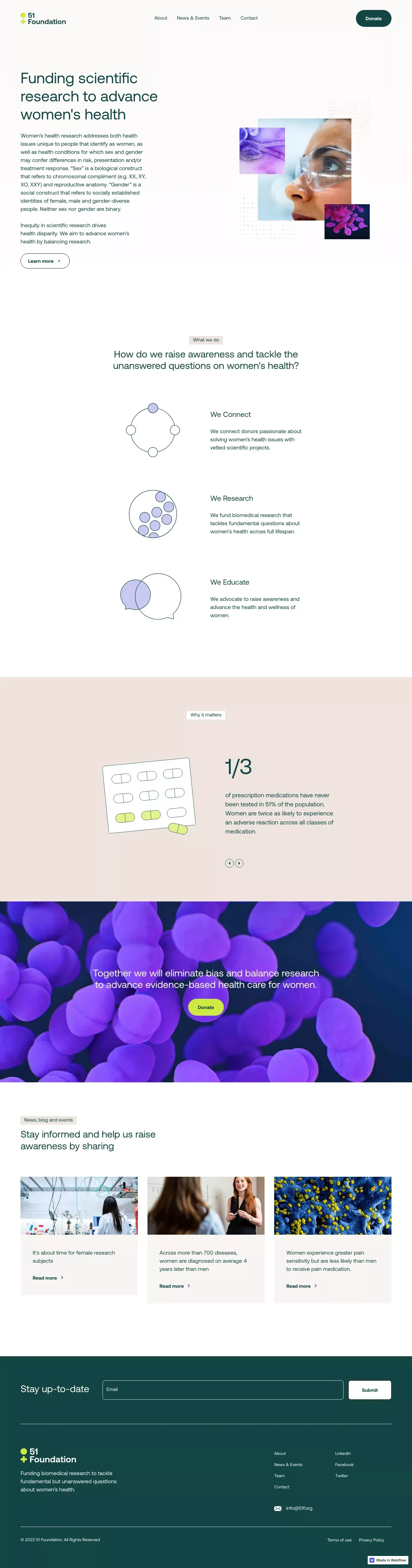 51 Foundation - Funding scientific research to advance women's health - Landing design