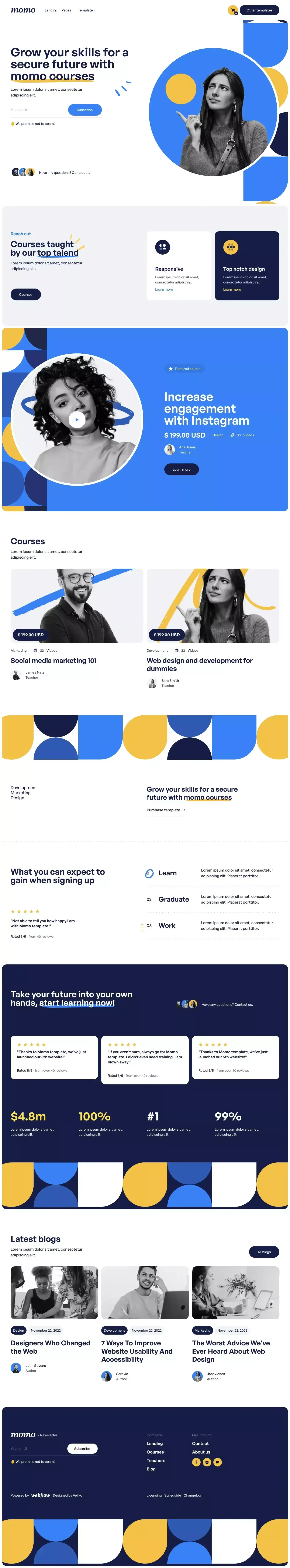 Momo  - Webflow Ecommerce website template - Template design