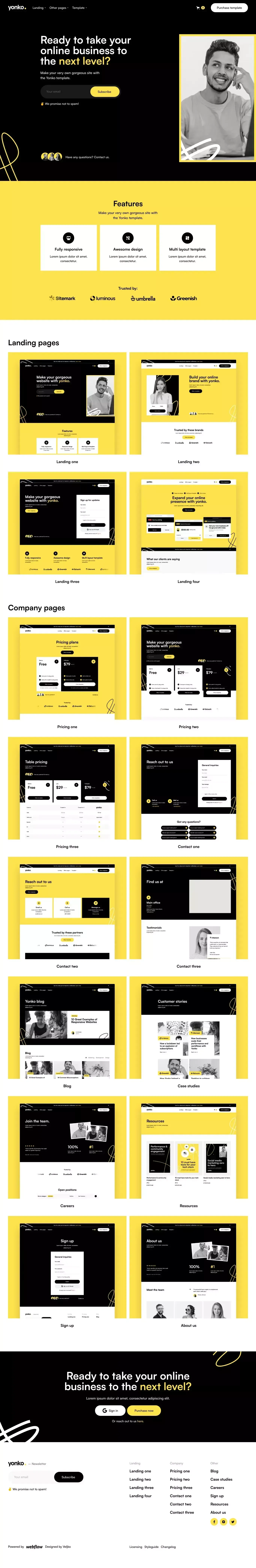 Yonko - Webflow Ecommerce website template - Template design