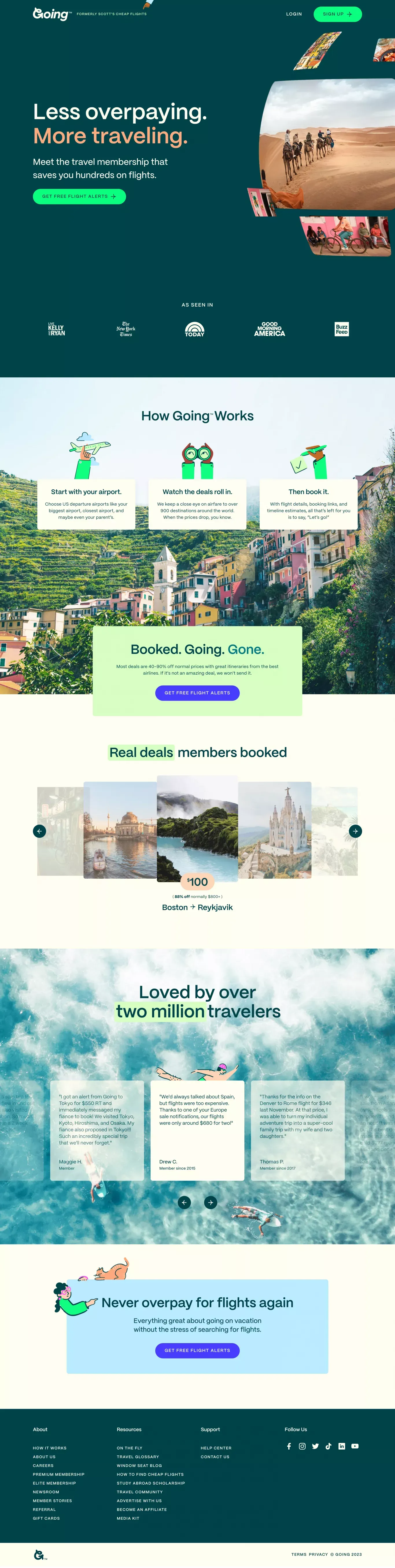 Going™ | Formerly Scott’s Cheap Flights - Landing design