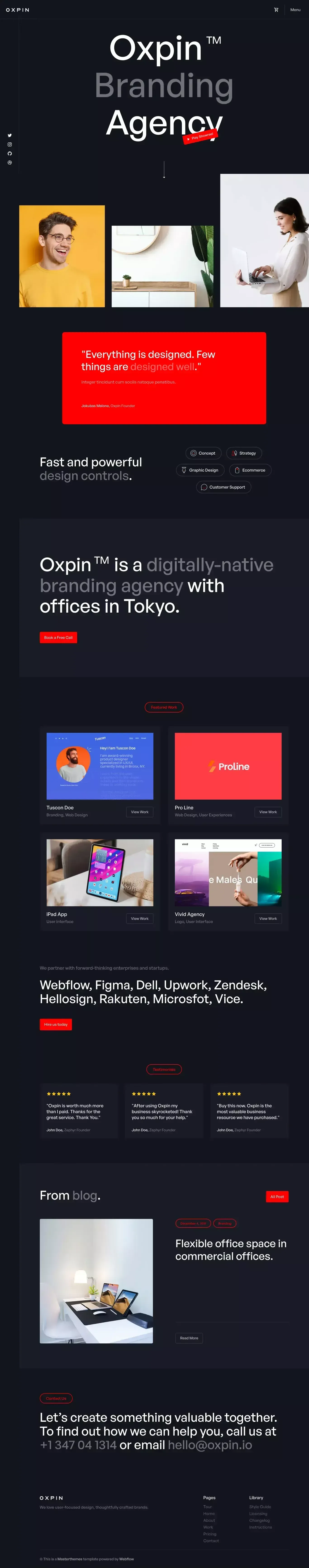Oxpin - Webflow Ecommerce website template - Template design