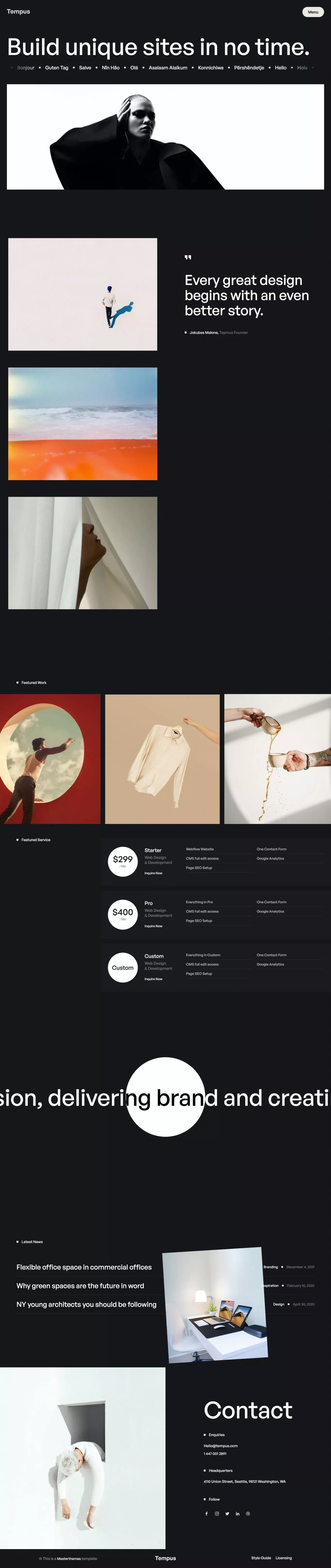Tempus - Webflow Ecommerce website template - Template design
