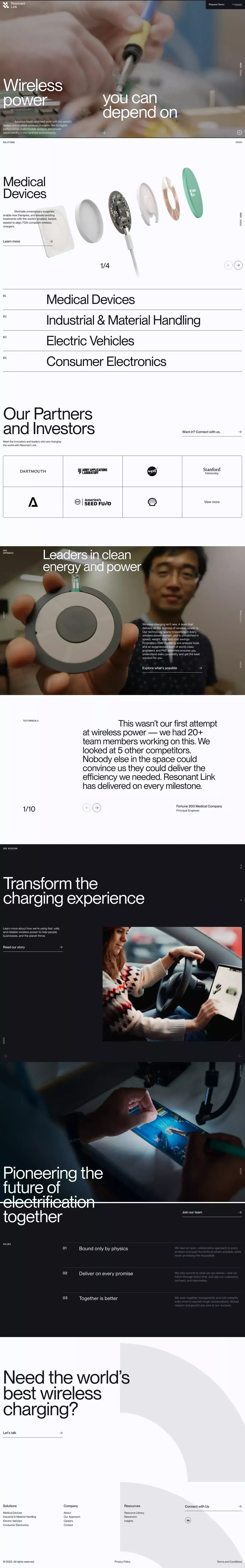 Wireless Power for Medical Devices, EVs & More | Resonant Link - Landing design