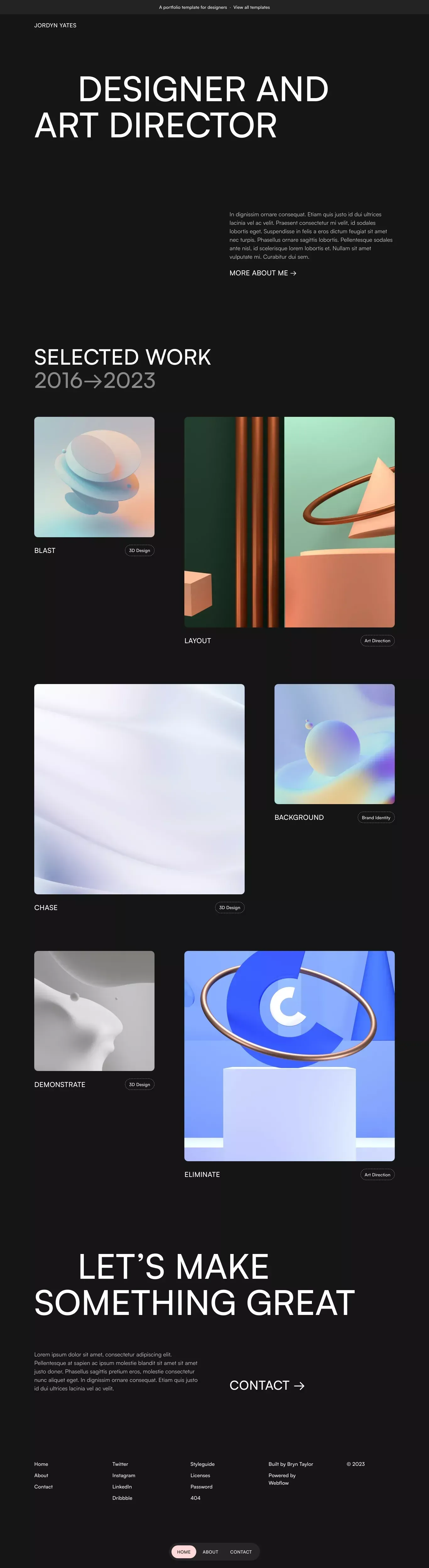 Darkfolio · Webflow HTML website template - Template design