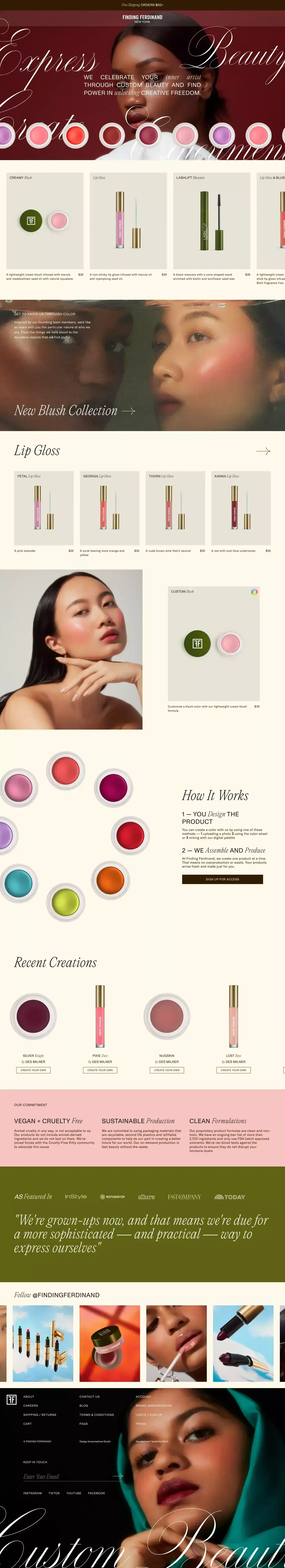 Finding Ferdinand - Custom Lipstick and Makeup Palettes - Ecommerce design