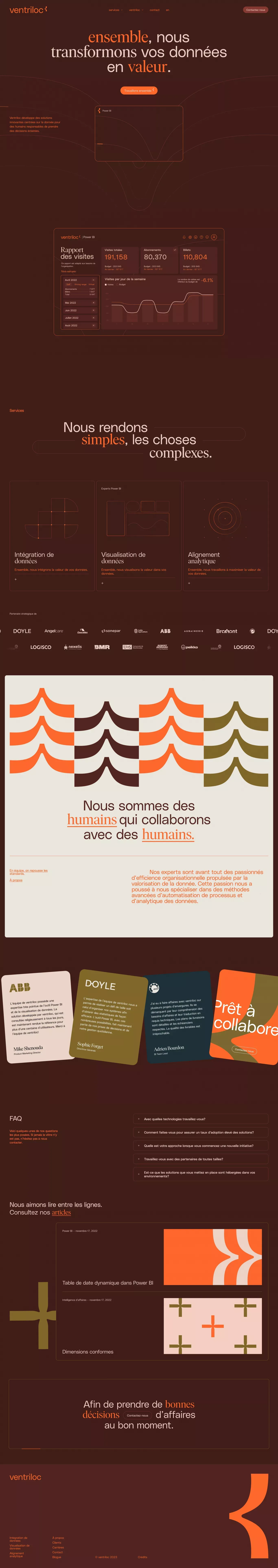 ventriloc - Nous transformons vos données en valeur - Landing design