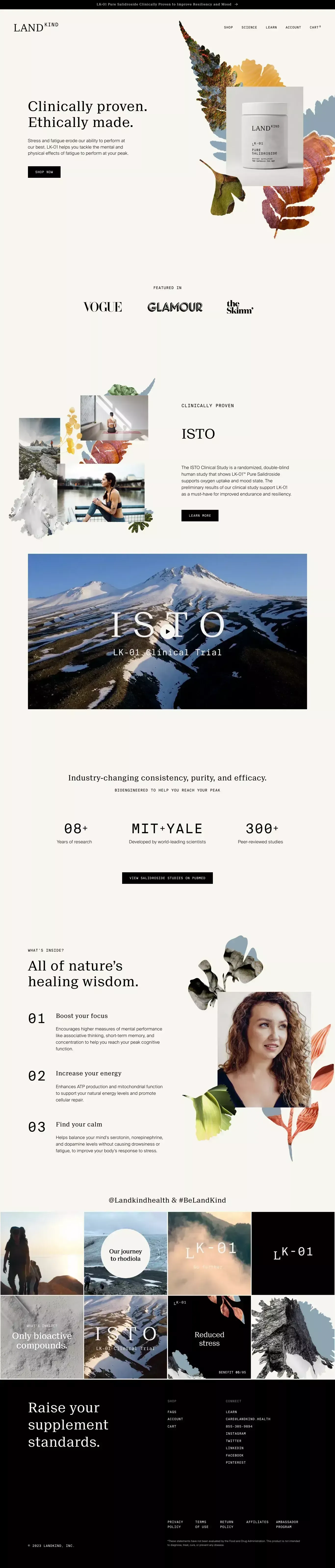 Landkind | Ethical supplements for a well world - Ecommerce design