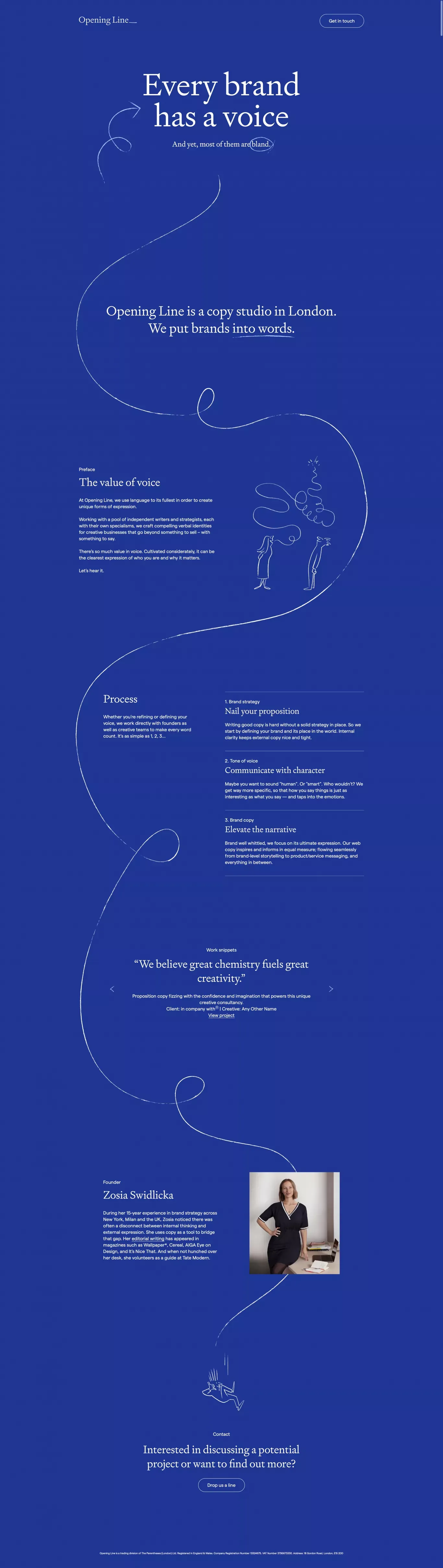 Opening Line — Copywriting studio in London. We put brands into words. - Portfolio design