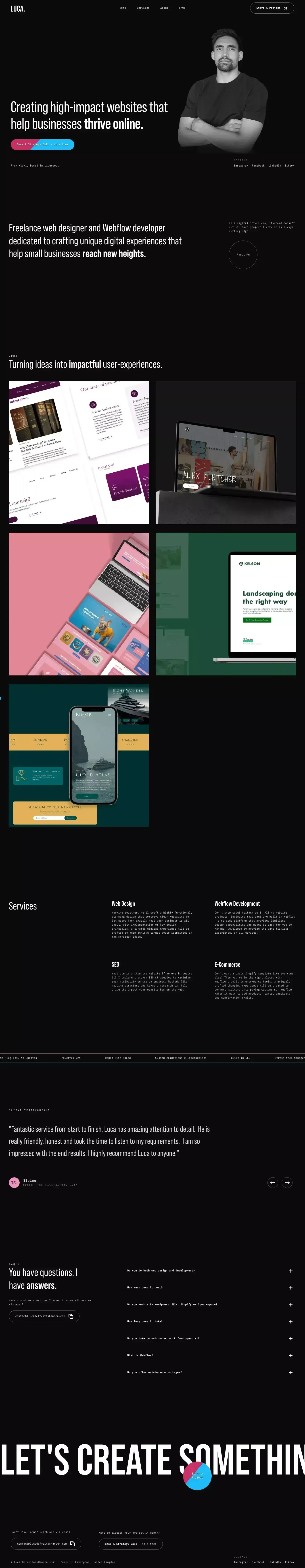 Luca Defreitas-Hansen | Web Design, Webflow & SEO - Portfolio design