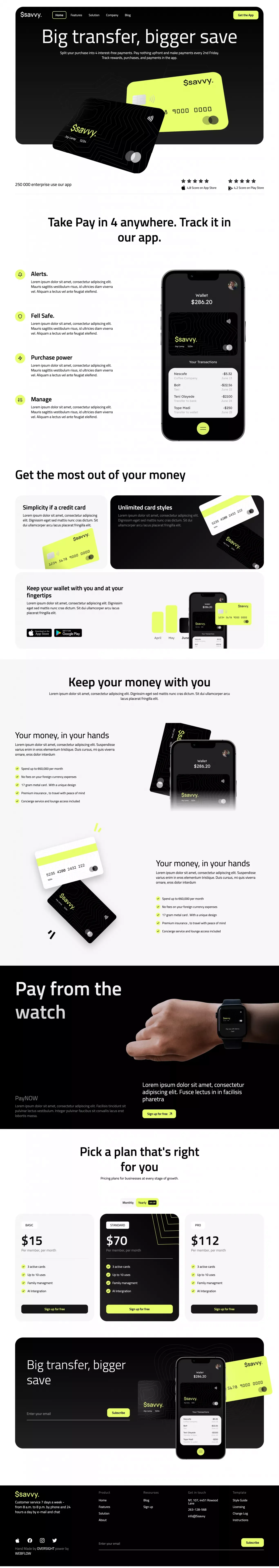 Savvy - Webflow HTML website template - Template design