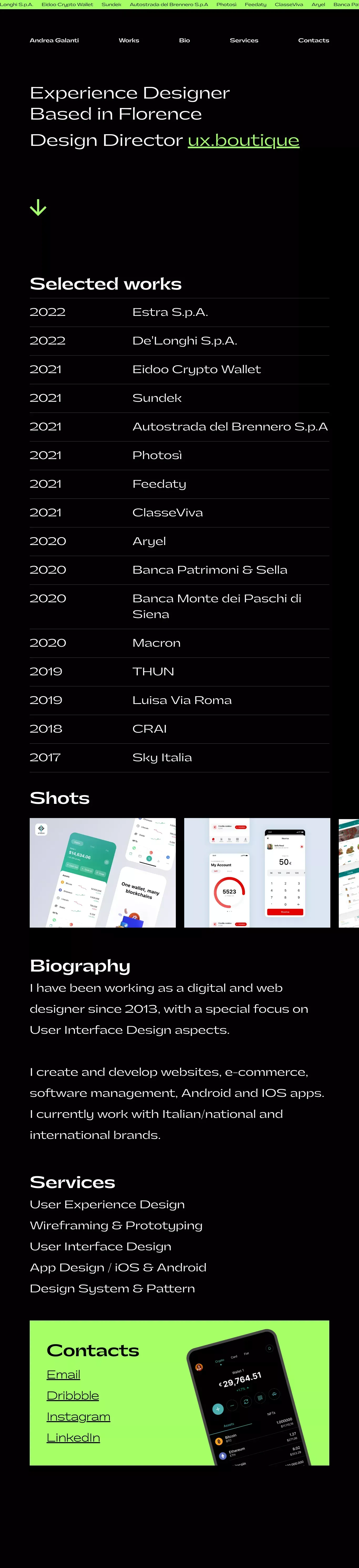 Andrea Galanti - website design