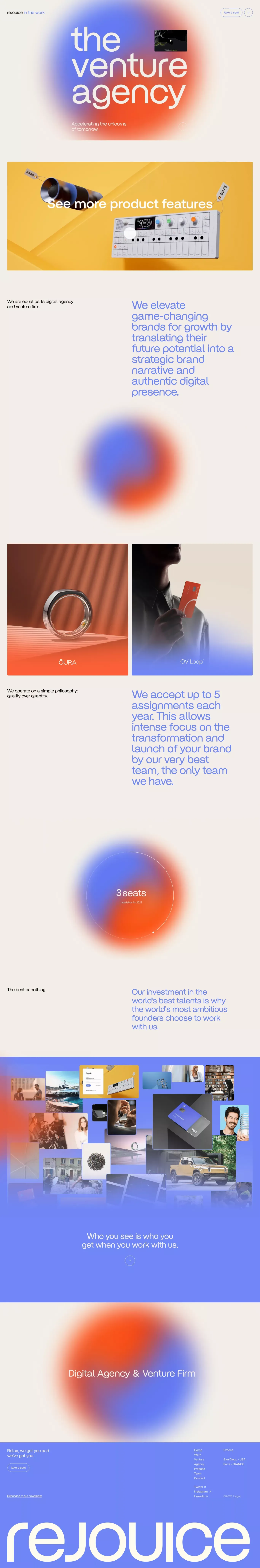 REJOUICE® | Digital Agency & Venture Firm - Portfolio design