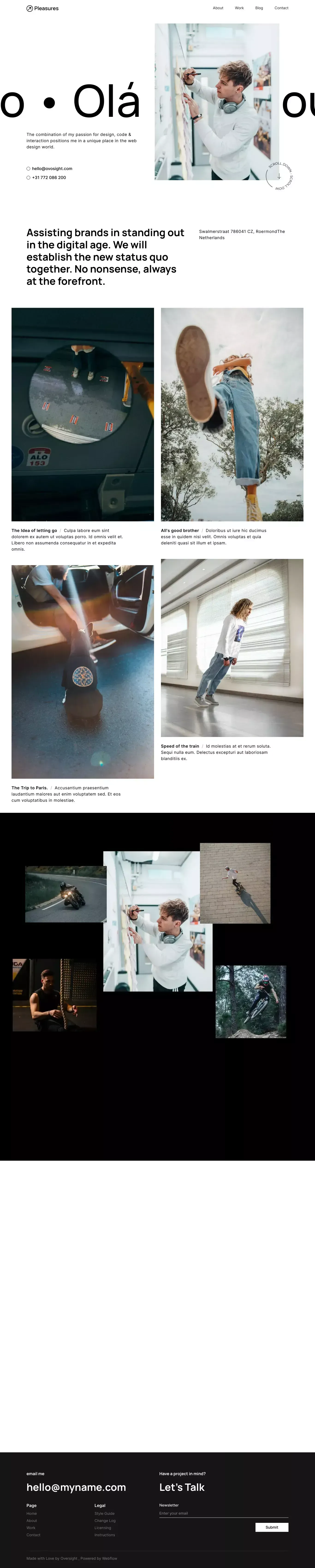Pleasures - Webflow HTML website template - Template design