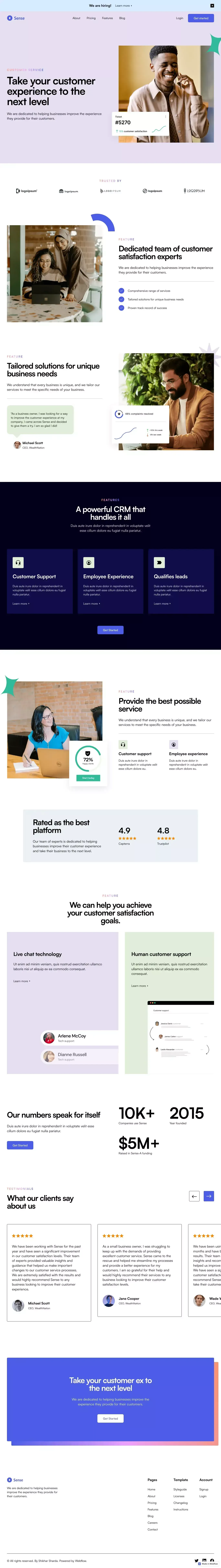Home | Sense - Webflow HTML Website Template - Template design
