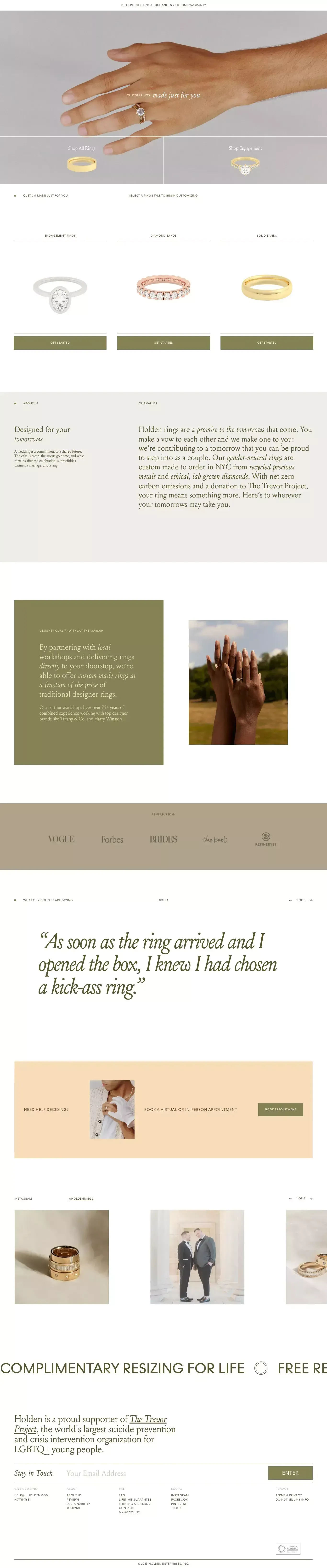 Holden | Custom Wedding and Engagement Rings - Ecommerce design