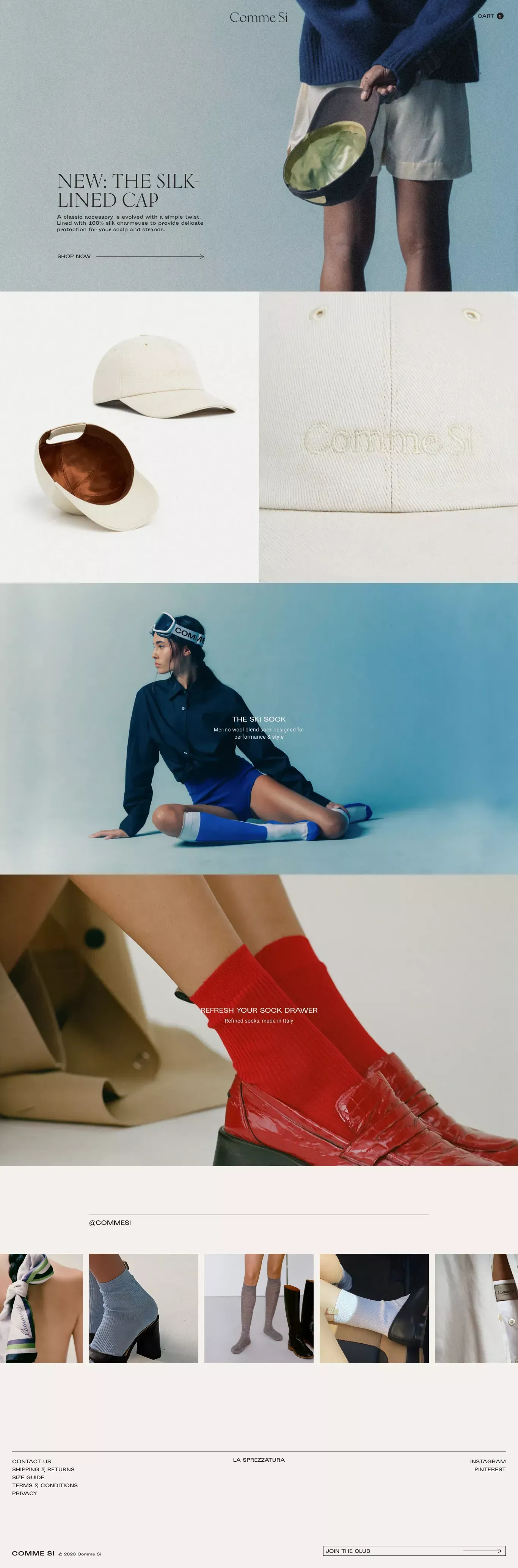 Comme Si, highest quality socks made in Italy - Ecommerce design