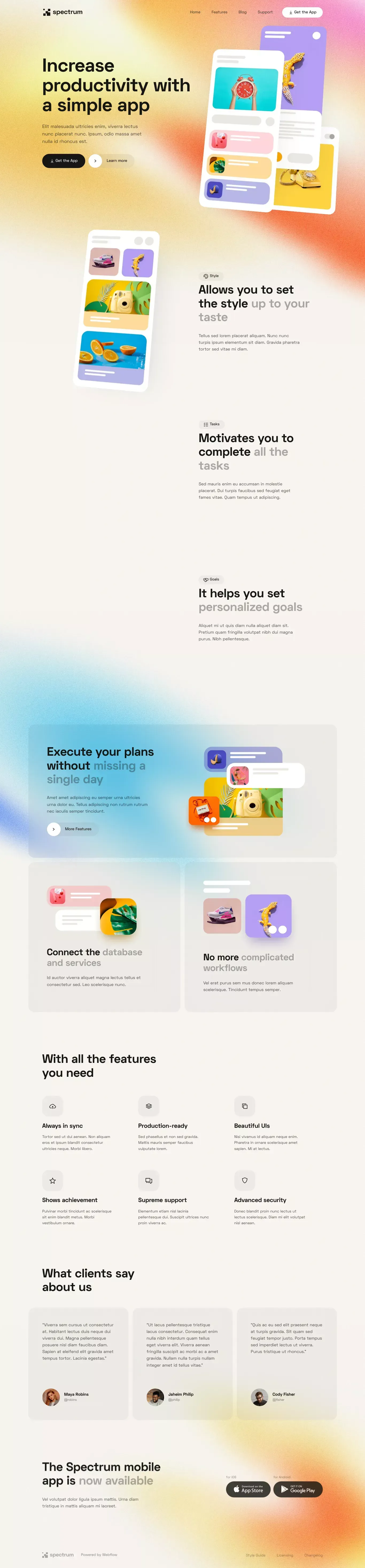 Spectrum - Webflow HTML website template - Template design