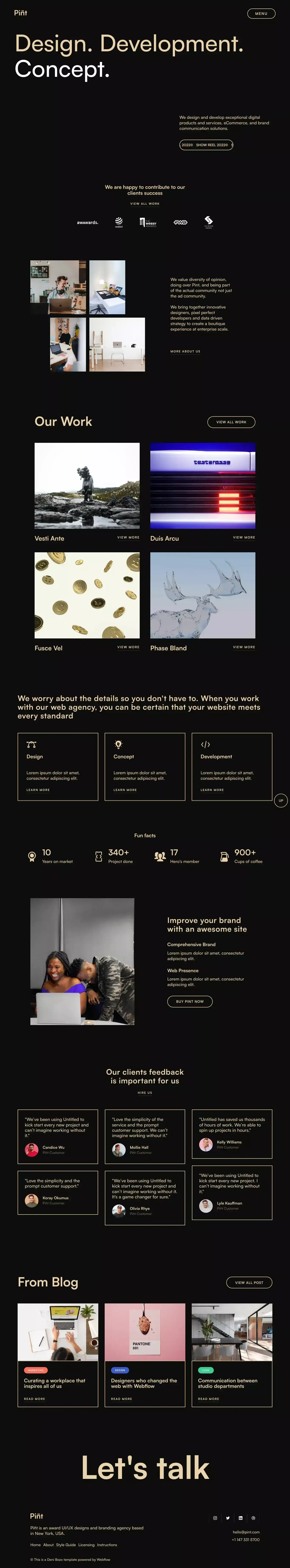 Piñt - Webflow Ecommerce website template - Template design