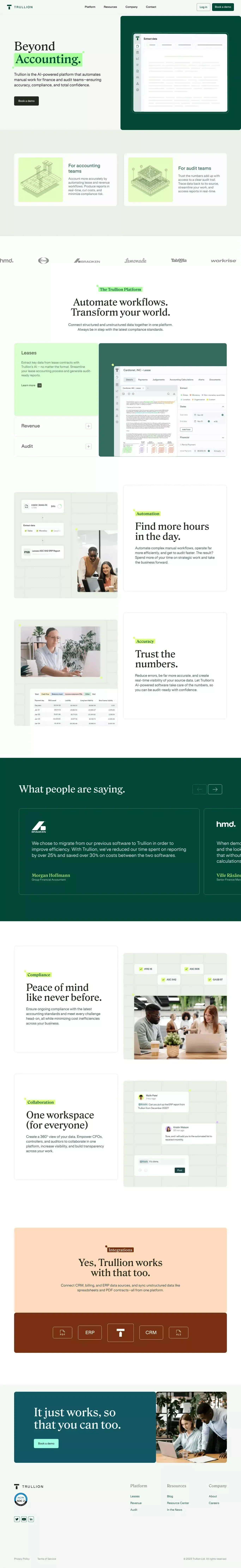 AI-Powered Accounting Software Solutions | Trullion - Landing design