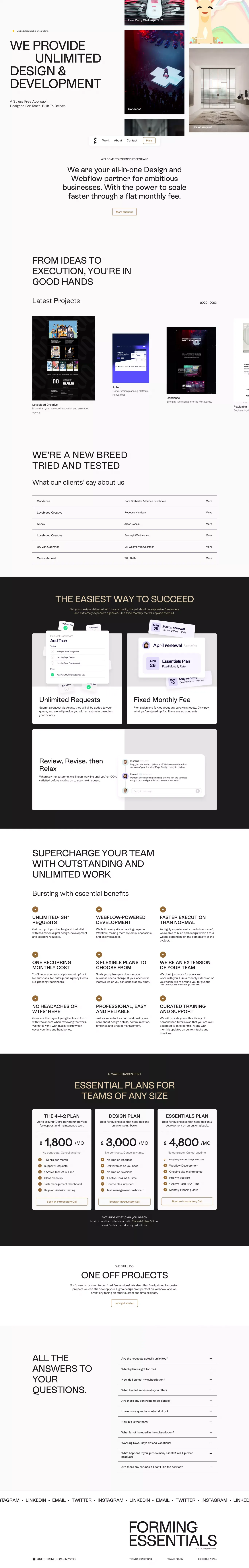 Forming Essentials | All-in-one Design and Webflow studio for ambitious businesses - Portfolio design