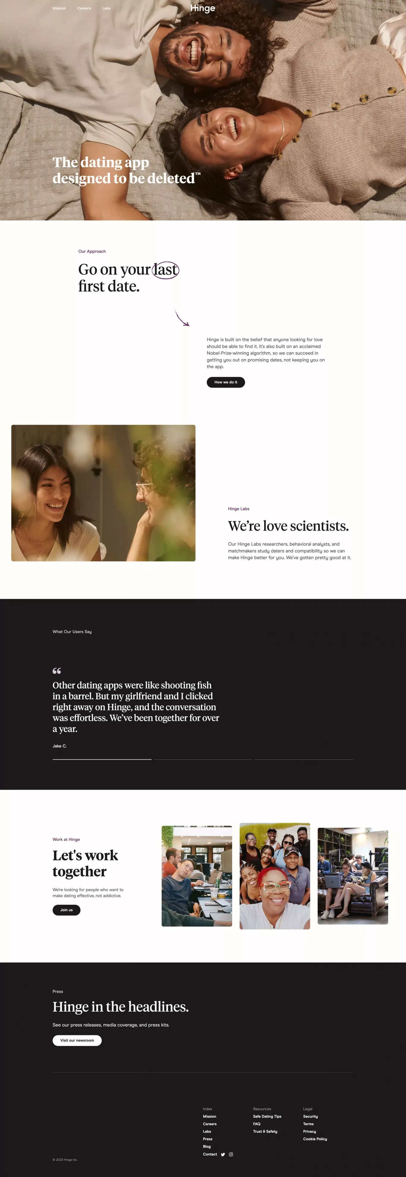Hinge Not-so FAQ: Queer dating advice - Landing design