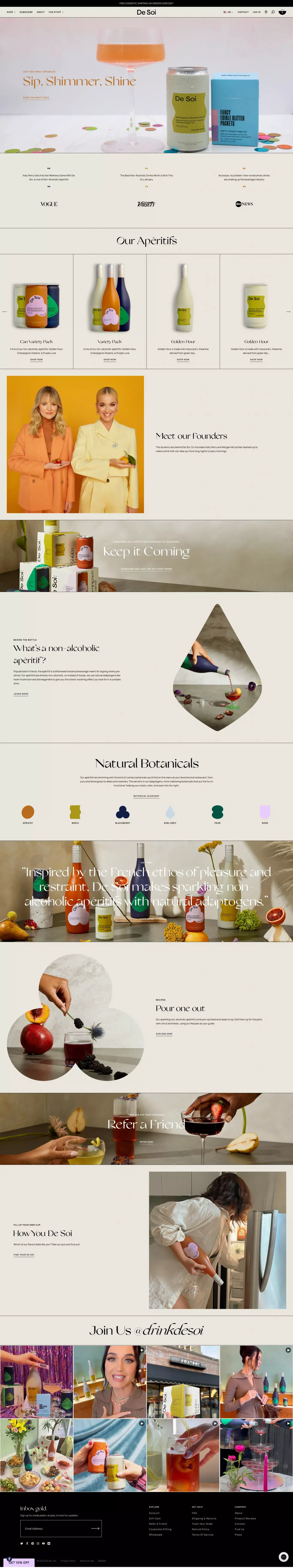 De Soi | Non-alcoholic apéritifs made with natural adaptogens - Ecommerce design