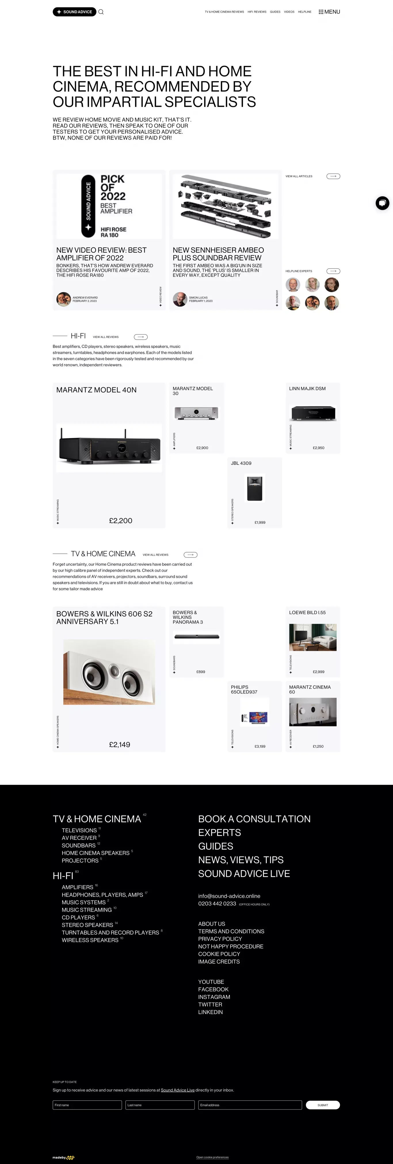 Sound Advice - World class hi-fi, home cinema reviews - Landing design