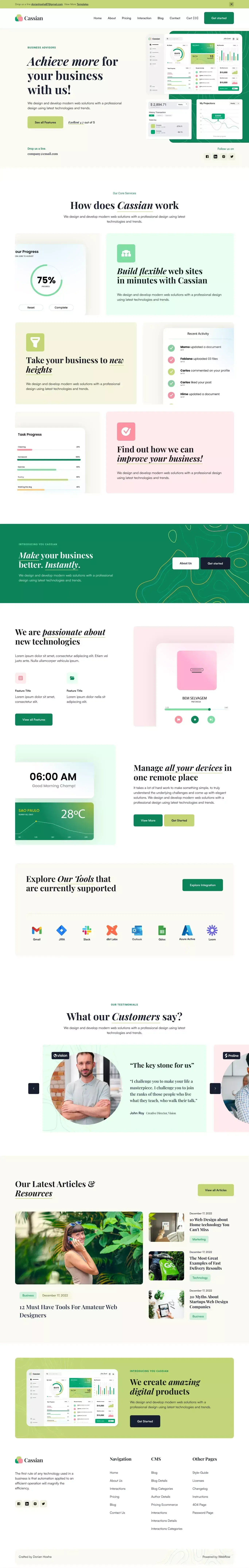 Cassian - Webflow Ecommerce website template - Template design