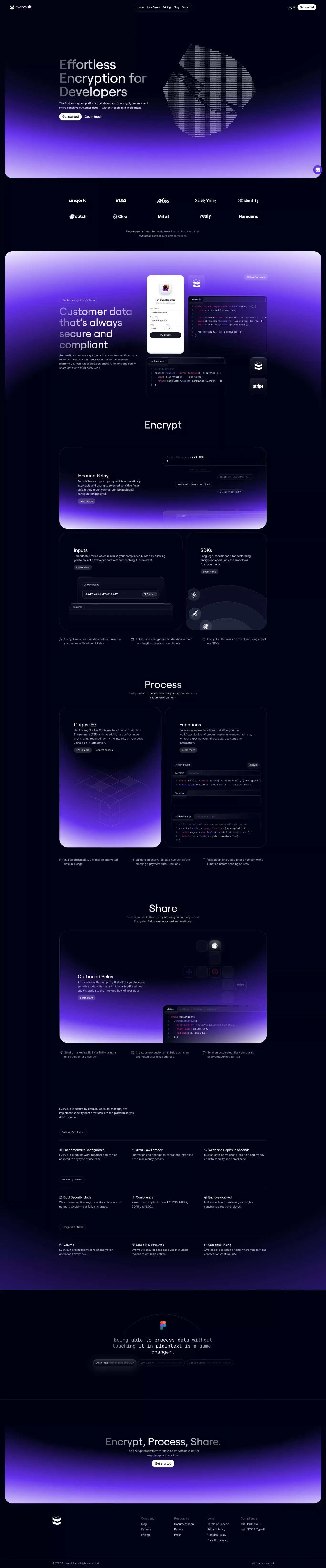 Encryption Platform — Evervault - Landing design