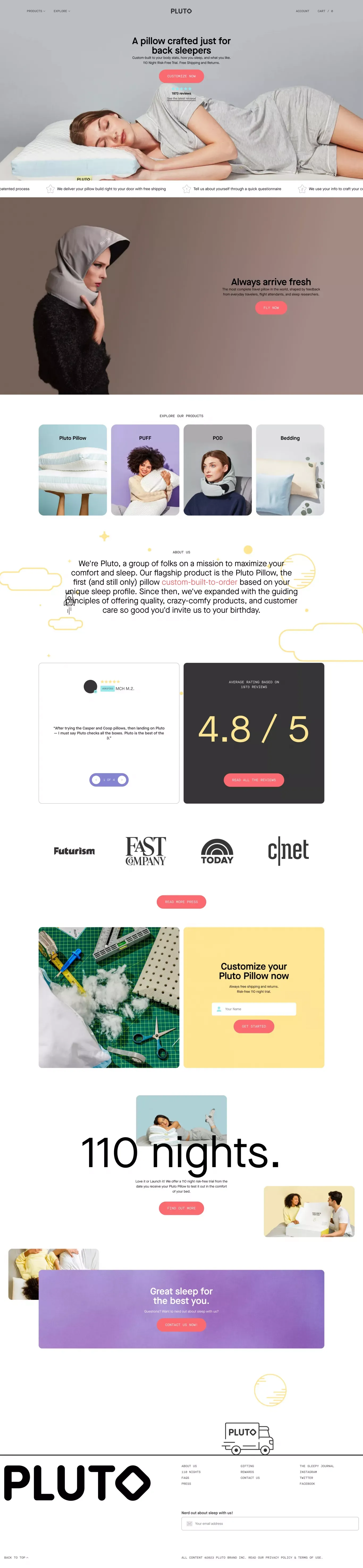 Pluto Pillow | The Ultimate Personalized Pillow - Ecommerce design