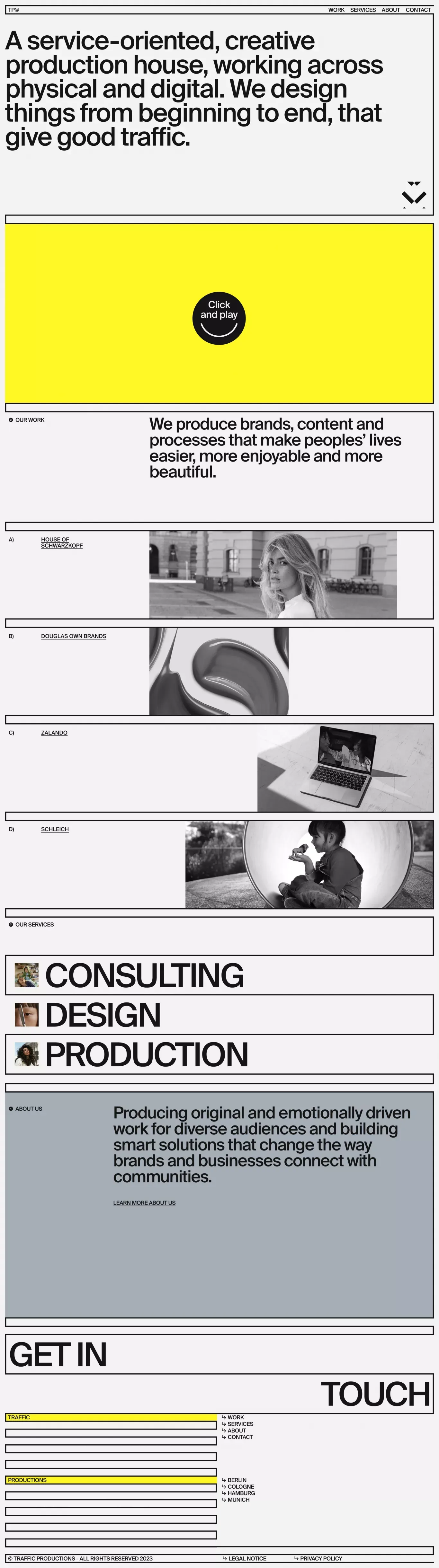 Traffic Productions - Portfolio design